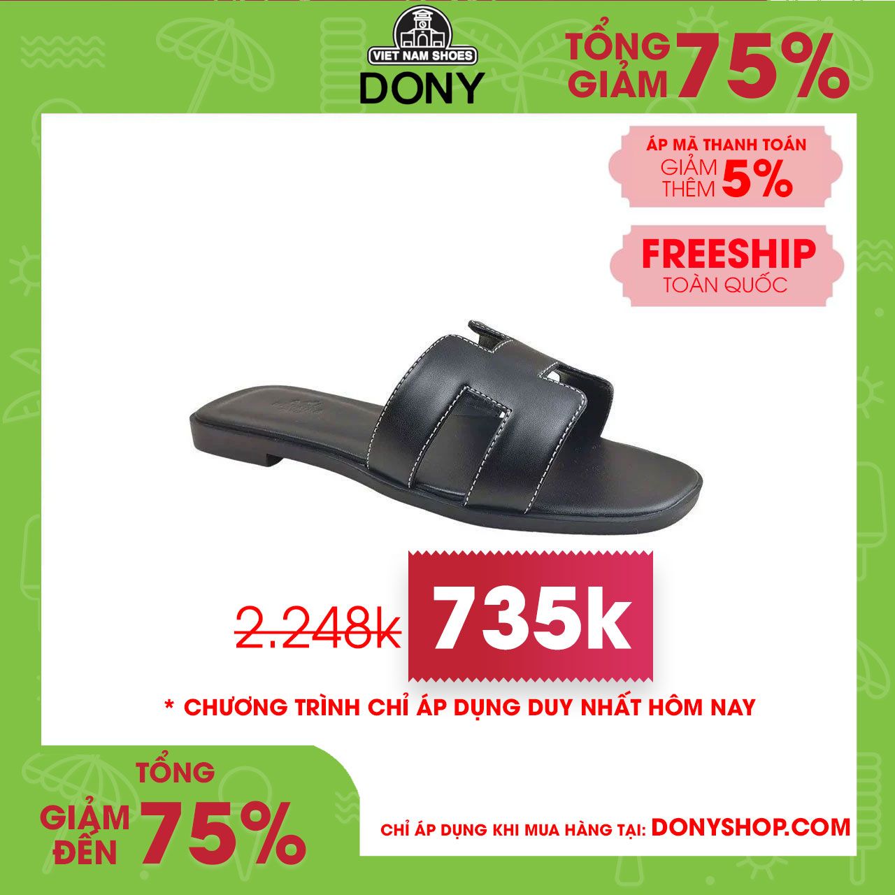 Dép Nữ Sandal Da Hermes Oran