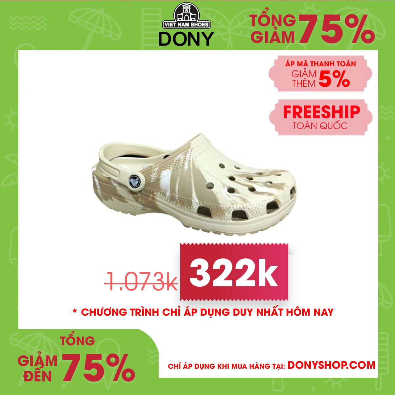 Dép Nam Nhựa Crocs Loang màu Classic