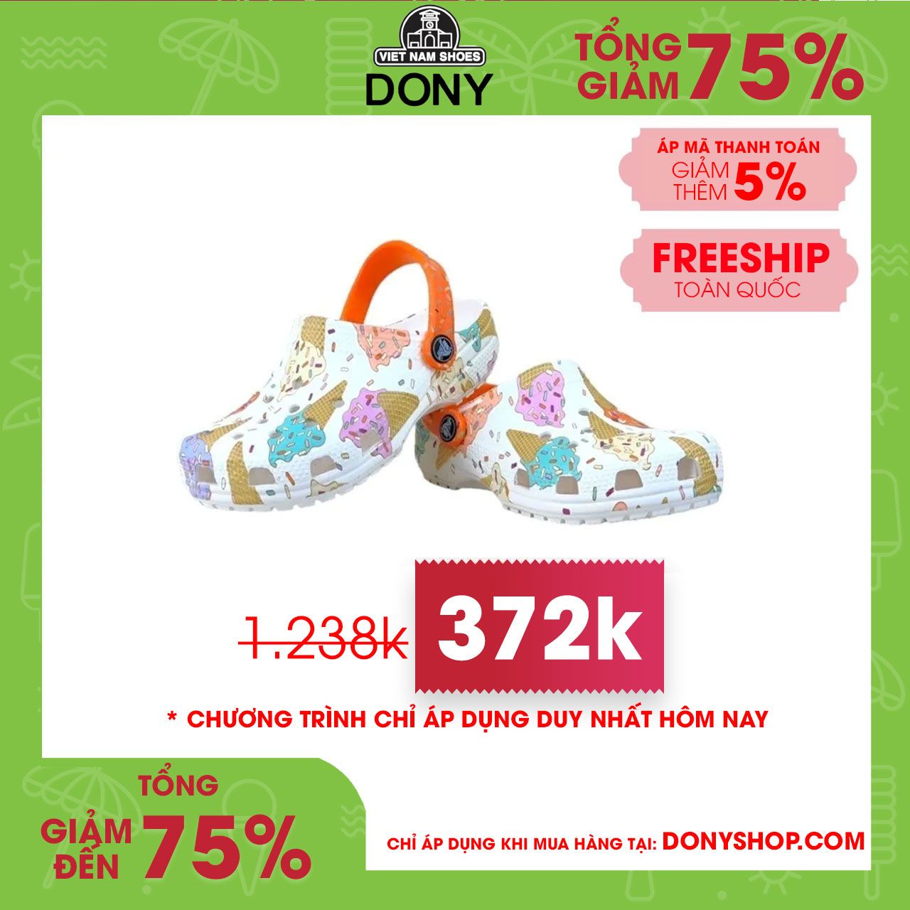Dép sục trẻ em Crocs Classic Cream siêu đẹp dễ thương thoáng khí ôm chân chống trơn trượt cho bé
