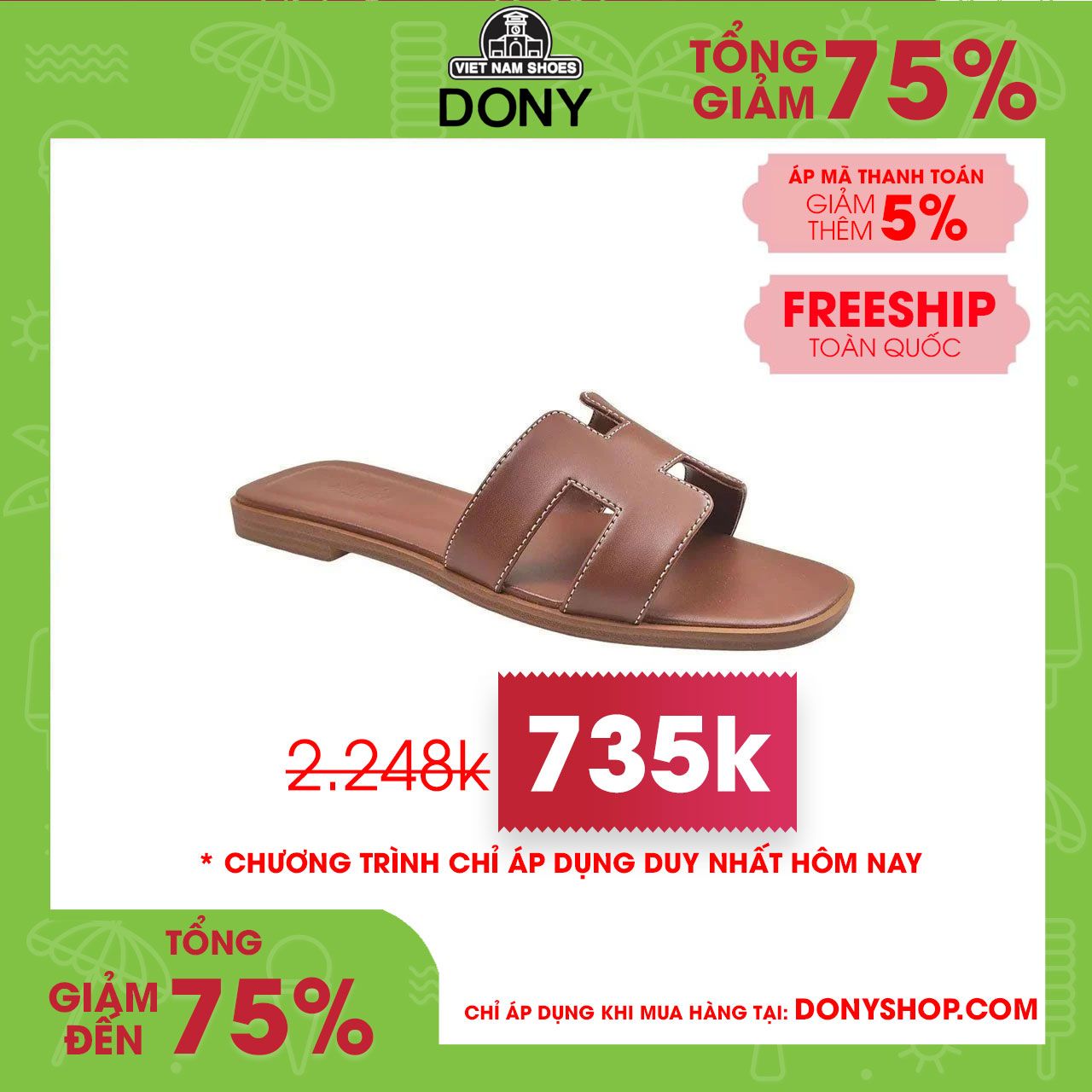 Dép Nữ Sandal Da Hermes Oran
