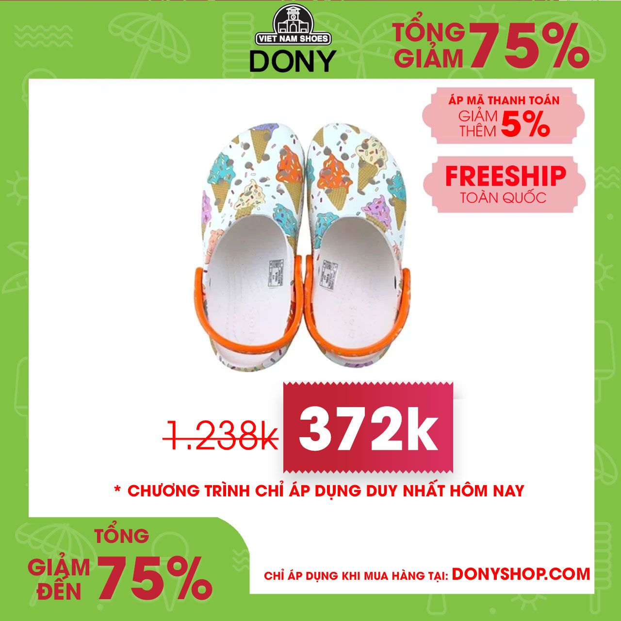 Dép sục trẻ em Crocs Classic Cream siêu đẹp dễ thương thoáng khí ôm chân chống trơn trượt cho bé