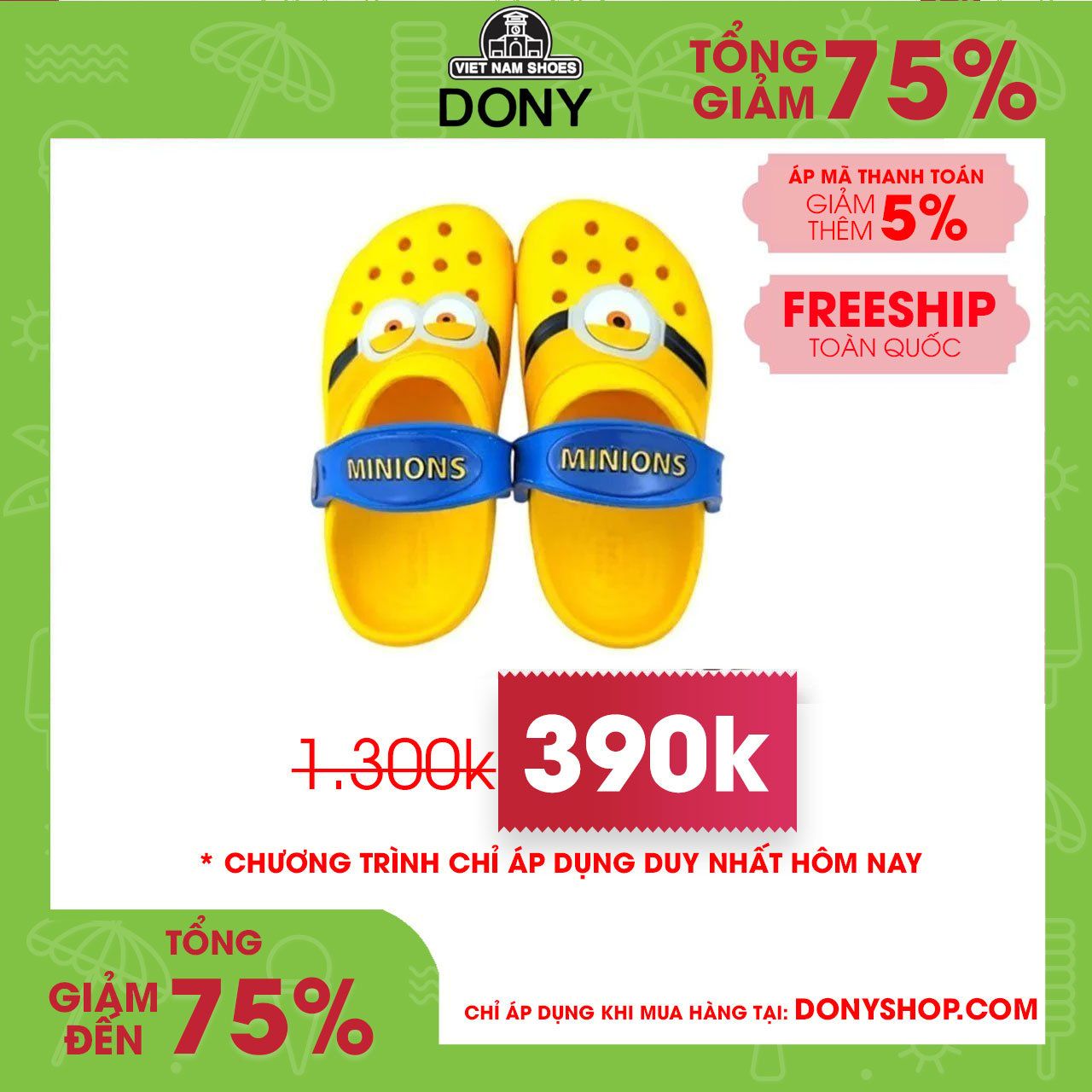 Dép sục trẻ em Crocs Classic Minion siêu đẹp dễ thương thoáng khí ôm chân chống trơn trượt cho bé