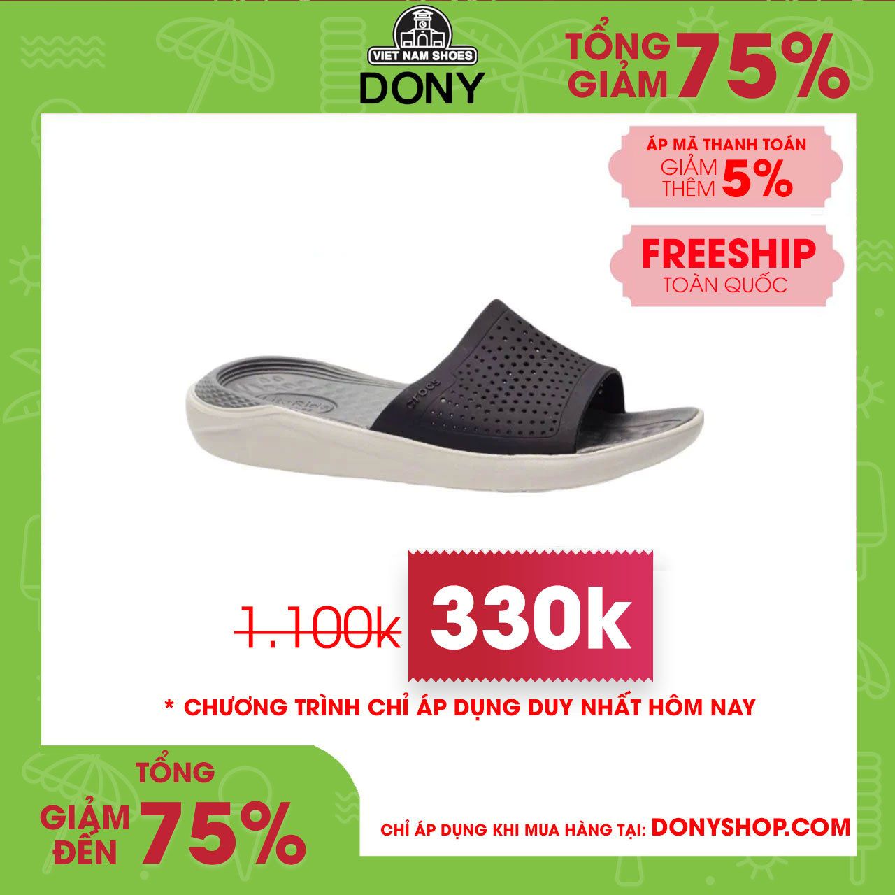 Dép quai ngang Nam Nữ Nhựa Crocs Literide Slides