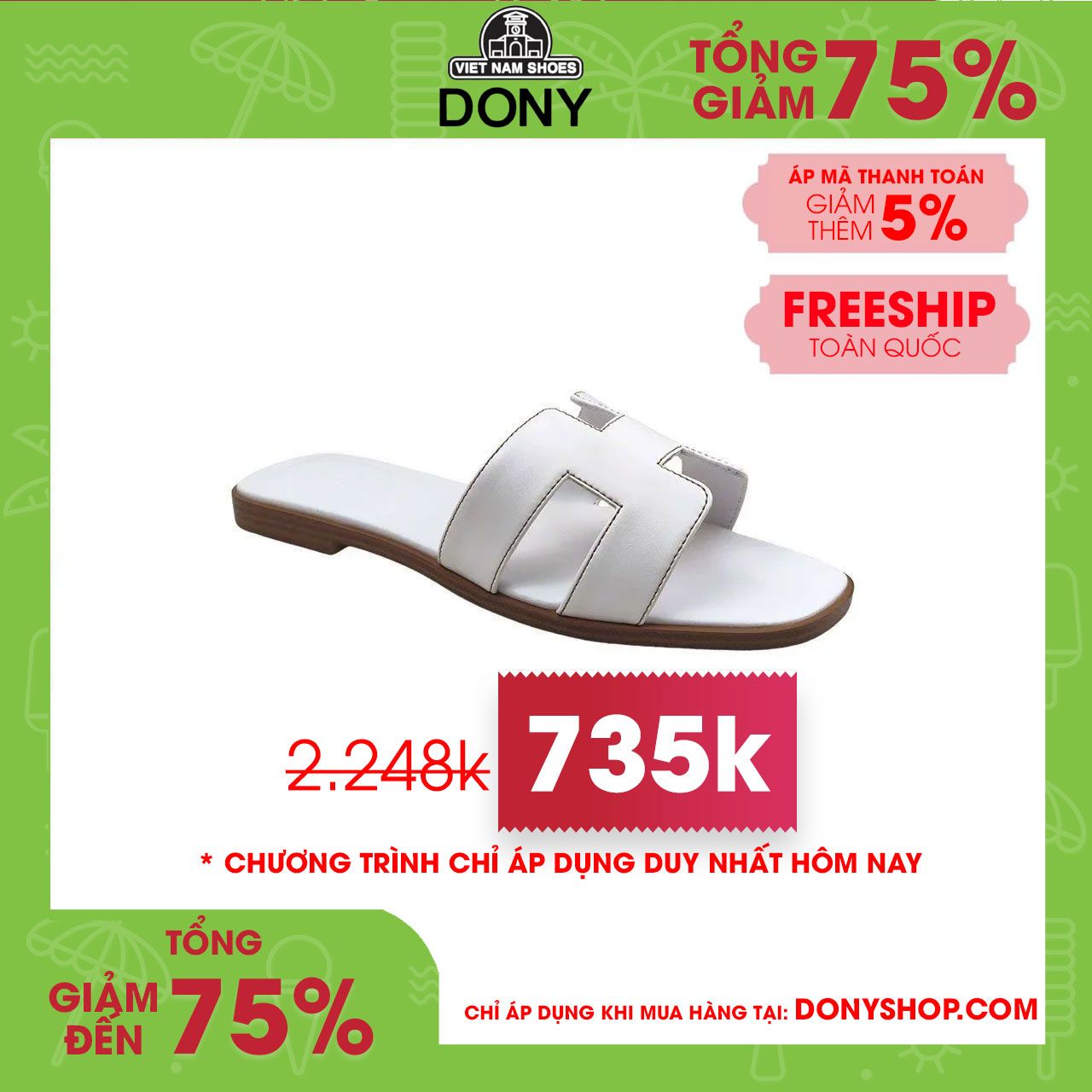 Dép Nữ Sandal Da Hermes Oran