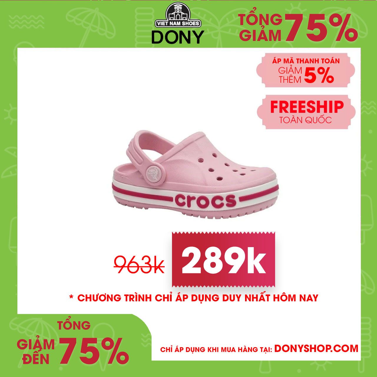 Dép sục trẻ em Nhựa Crocs Band