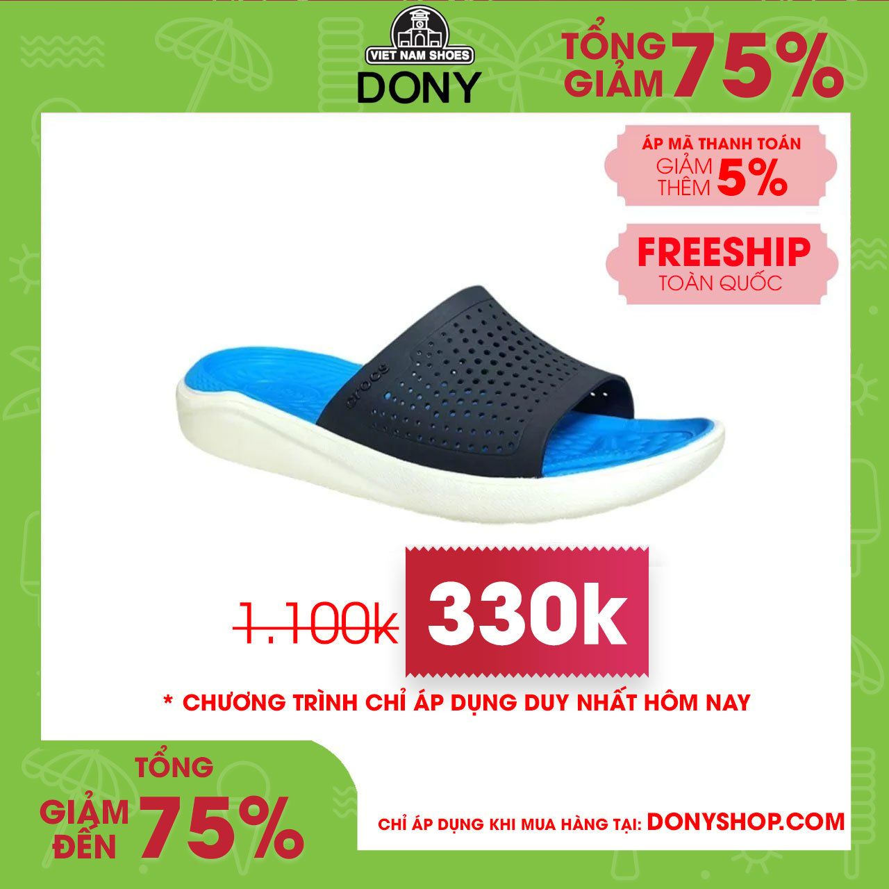 Dép quai ngang Nam Nữ Nhựa Crocs Literide Slides