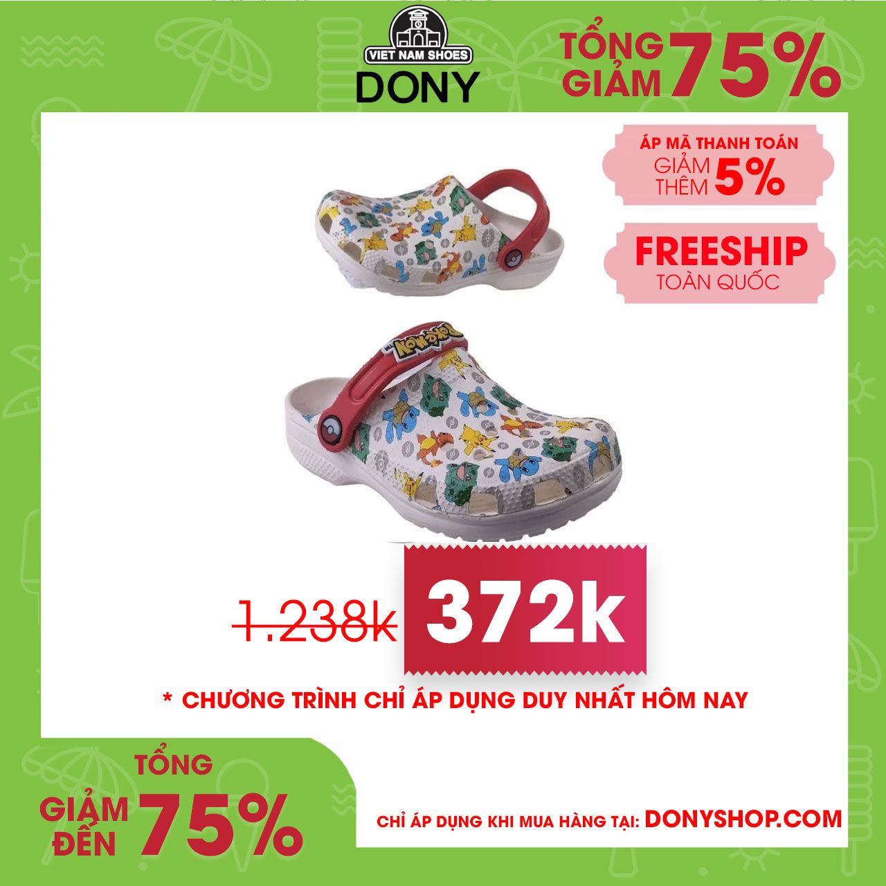 Dép sục trẻ em Crocs Classic Pokemon siêu đẹp dễ thương thoáng khí ôm chân chống trơn trượt cho bé