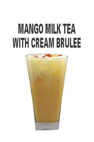 Mango milk tea with cream brulee