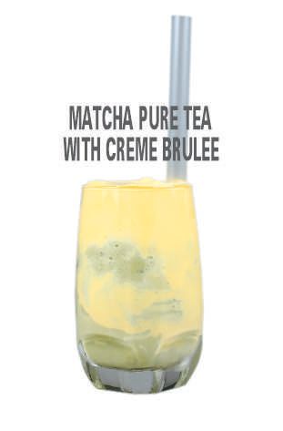 Matcha smoothie with cream brulee