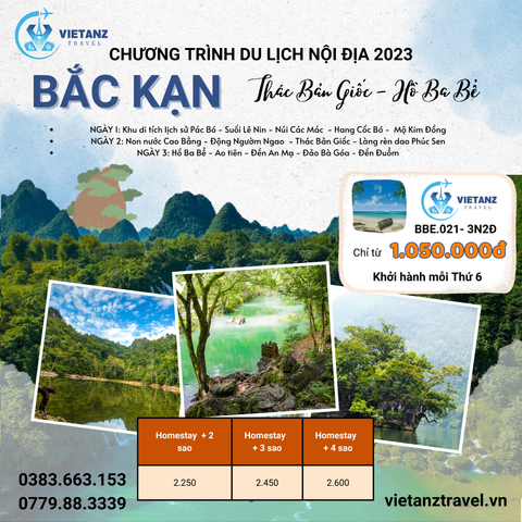 Thác Bản Giốc - Hồ Ba Bể 3N2Đ