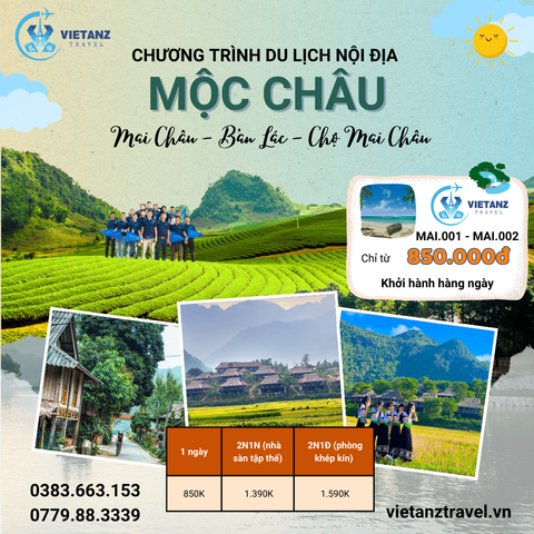 MAI CHÂU - BẢN LÁC - BẢN VĂN - CHỢ MAI CHÂU 2N1Đ (PHÒNG KHÉP KÍN)