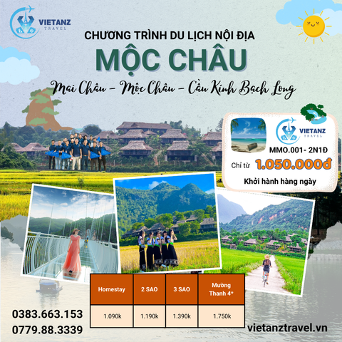 Mai Châu - Mộc Châu - Cầu Kính Bạch Long 2N1D