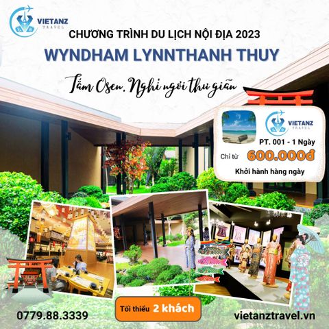 Tour trọn gói 1 ngày nghỉ dưỡng, Tắm khoáng + Ăn uống + Xe đón tiễn tại Wyndham Thanh Thủy