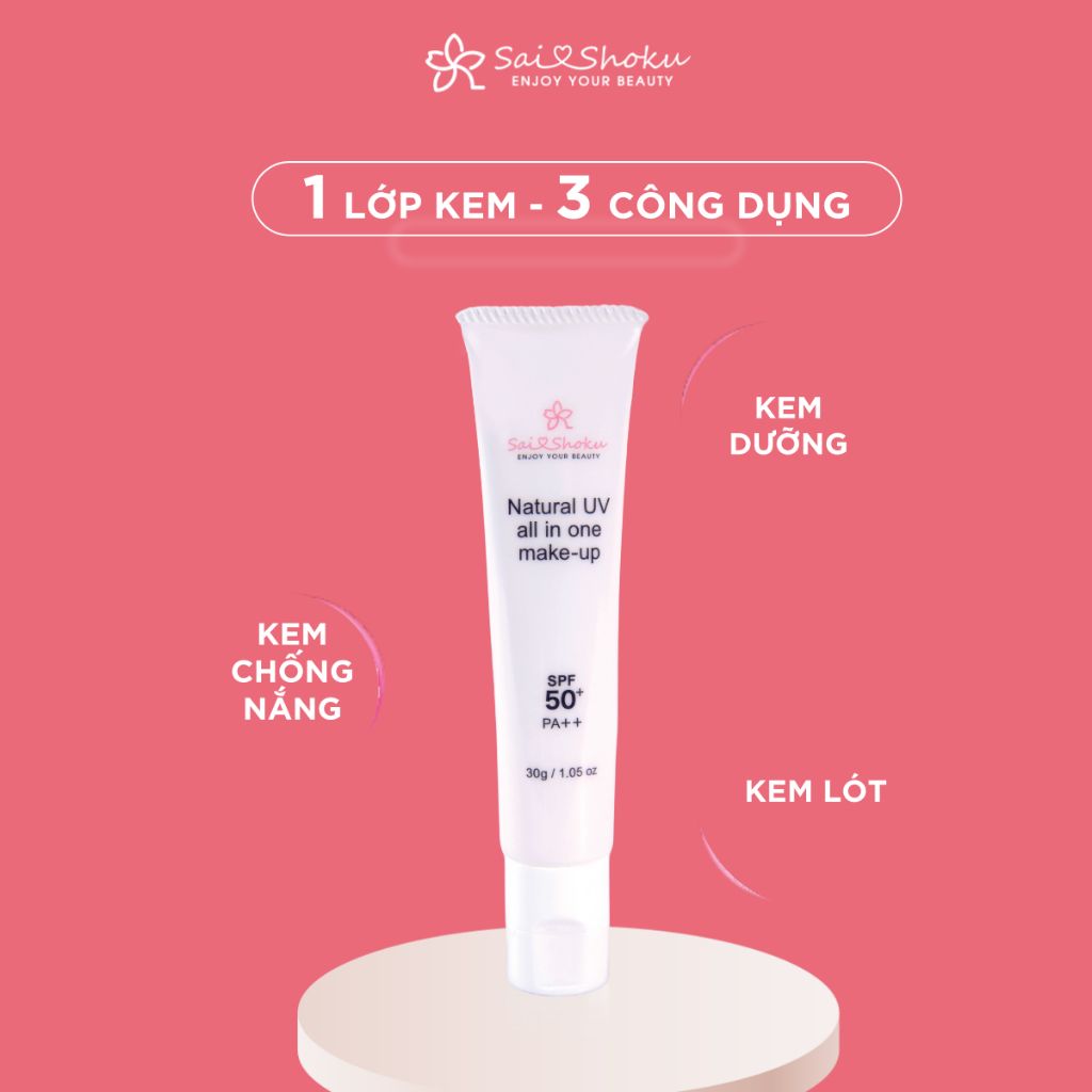 KEM CHỐNG NẮNG, DƯỠNG ẨM, NÂNG TONE SAI SHOKU SPF 50+ PA ++ NHẬT BẢN