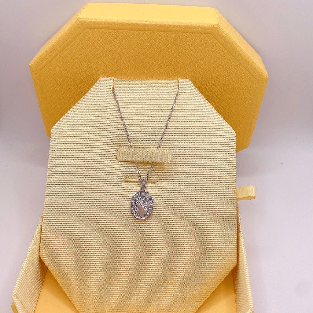Dây chuyền thiên nga Swarovski khắc thiên nga đeo 2 mặt màu trắng- Swarovski Signum pendant White, Rhodium plated