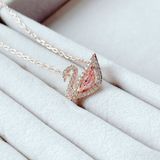  Dây chuyền thiên nga dazzling hồng Swarovski siêu hot - Swarovski Dazzling Swan necklace, Pink, Rose gold-tone plated 