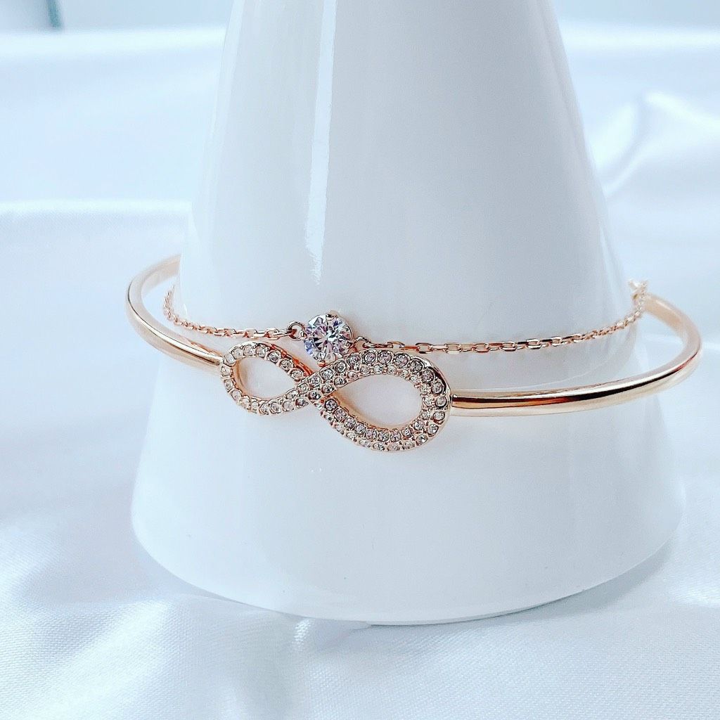 Lắc Swarovski Infinity màu vàng hồng - Swarovski Infinity bangle Infinity, White, Rose gold-tone plated