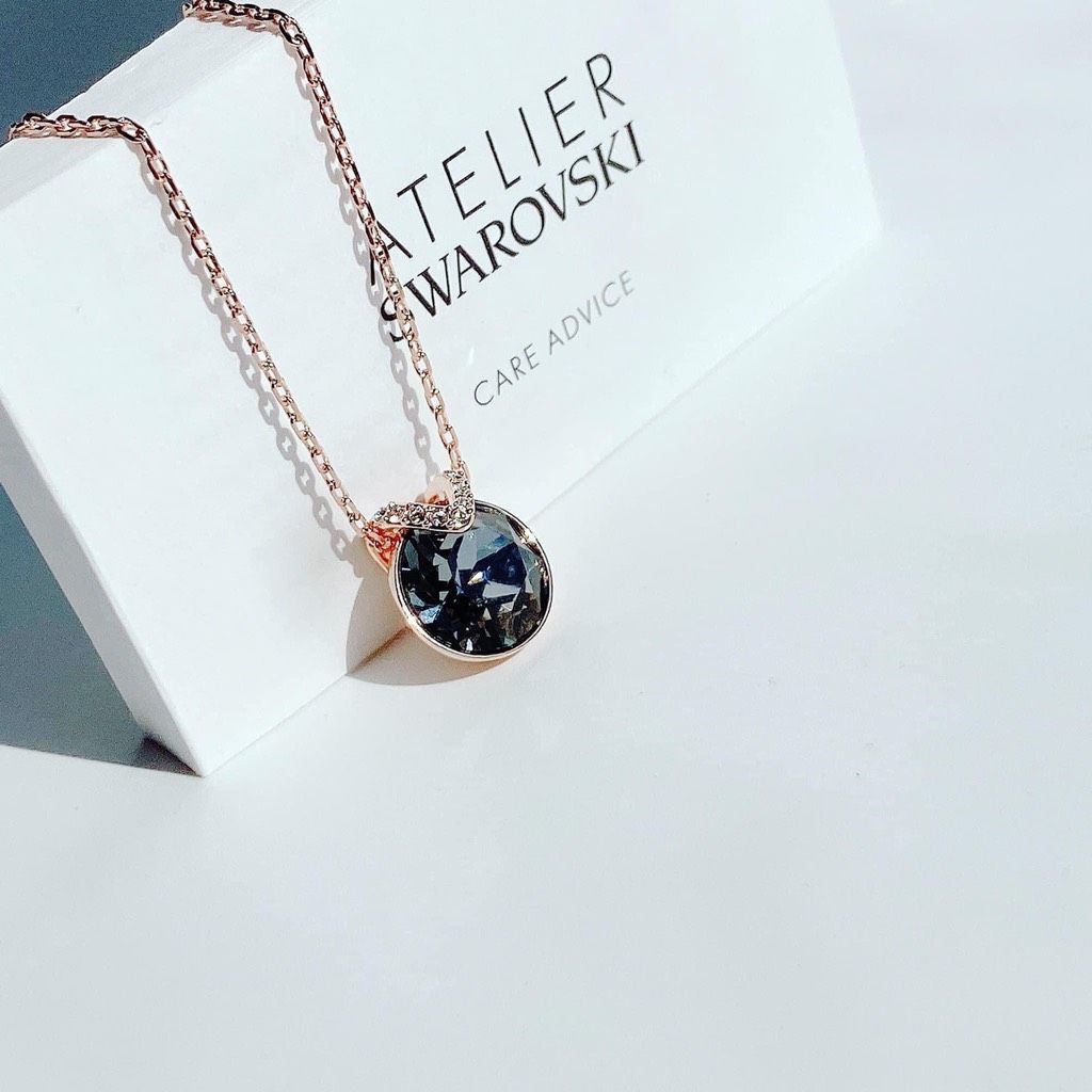 Dây chuyền Swarovski Bella V màu ghi - Swarovski Bella V pendant Round cut, Gray, Rose gold-tone plated