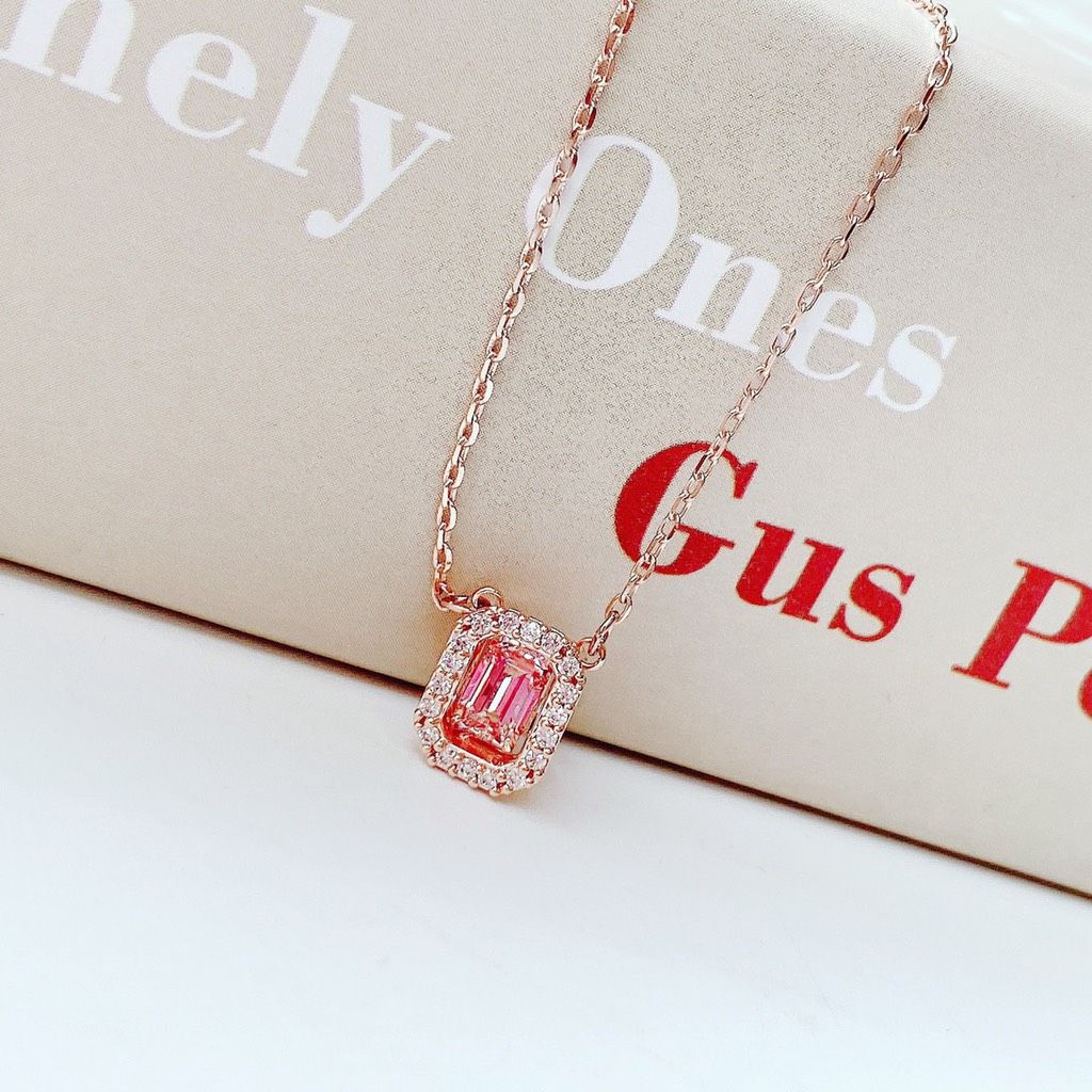 Dây chuyền Swarovski dancing Millenia hồng - Swarovski Millenia necklace Octagon cut, Pink, Rose gold-tone plated