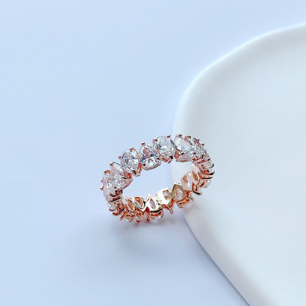 Nhẫn Swarovski Vittore giọt nước vàng hồng - Swarovski Vittore ring Drop cut, White, Rose gold-tone plated