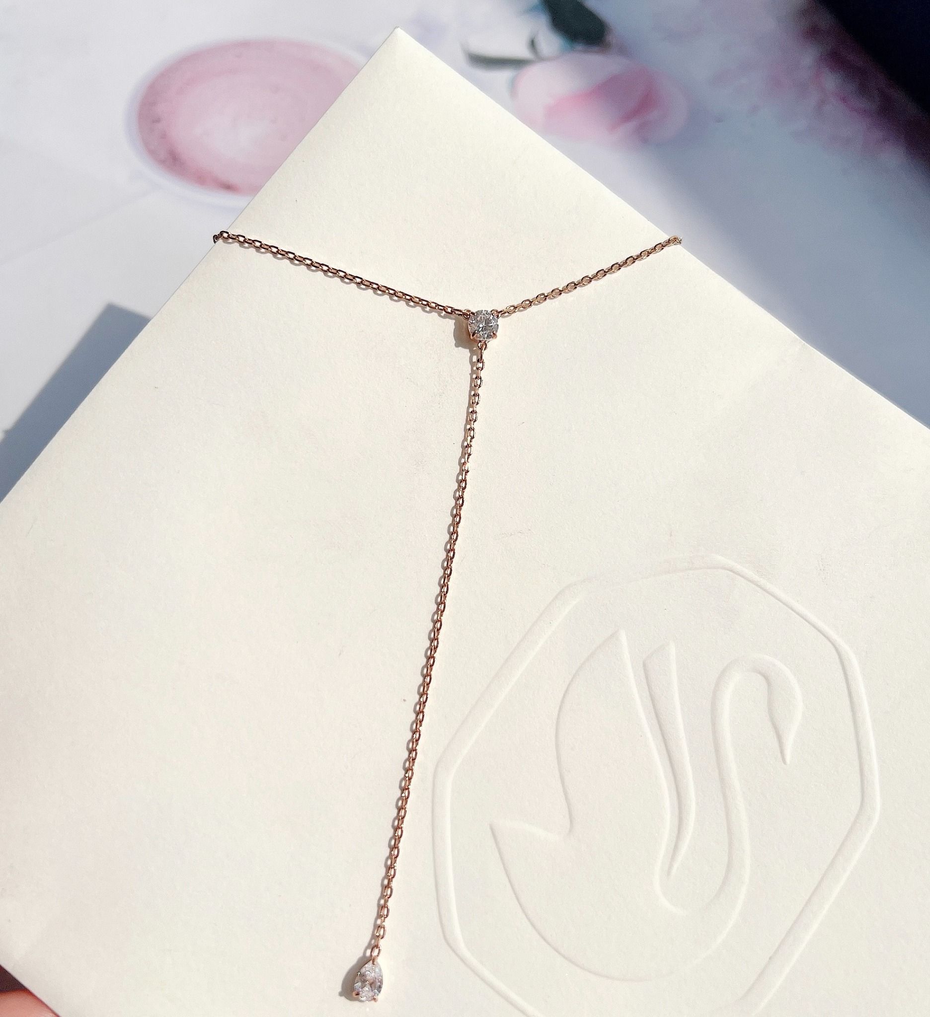 Dây chuyền Swarovski Attract chữ Y - Swarovski Attract Soul Y necklace Mixed cuts, White, Rose gold-tone plated