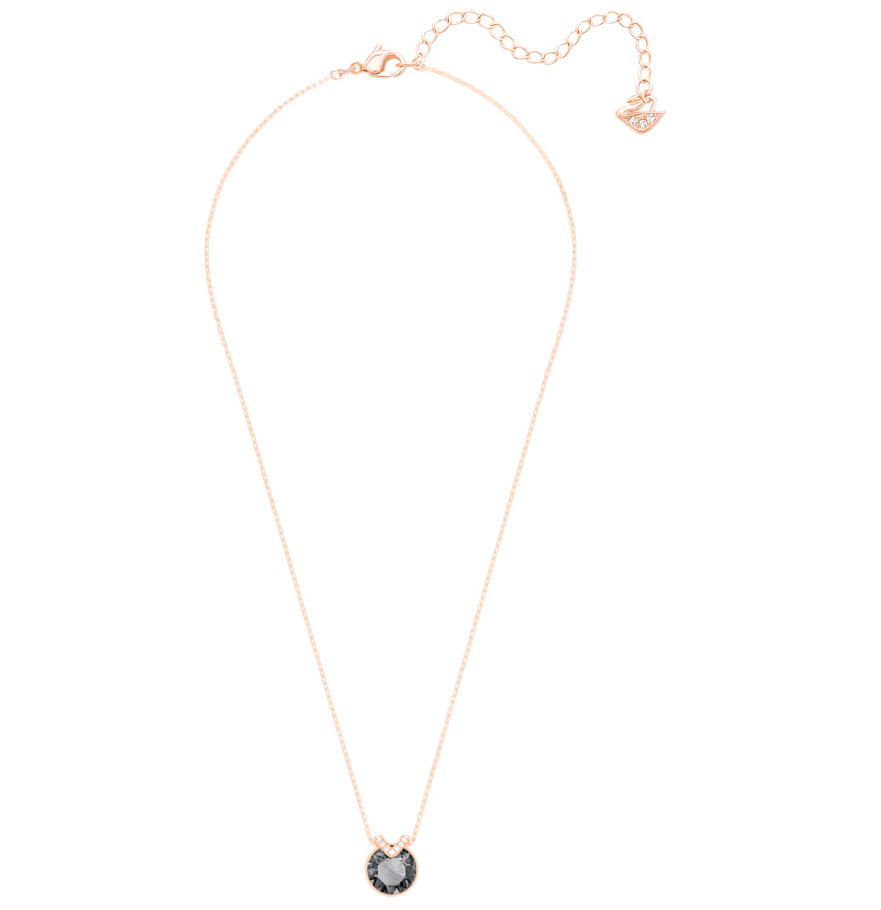 Dây chuyền Swarovski Bella V màu ghi - Swarovski Bella V pendant Round cut, Gray, Rose gold-tone plated