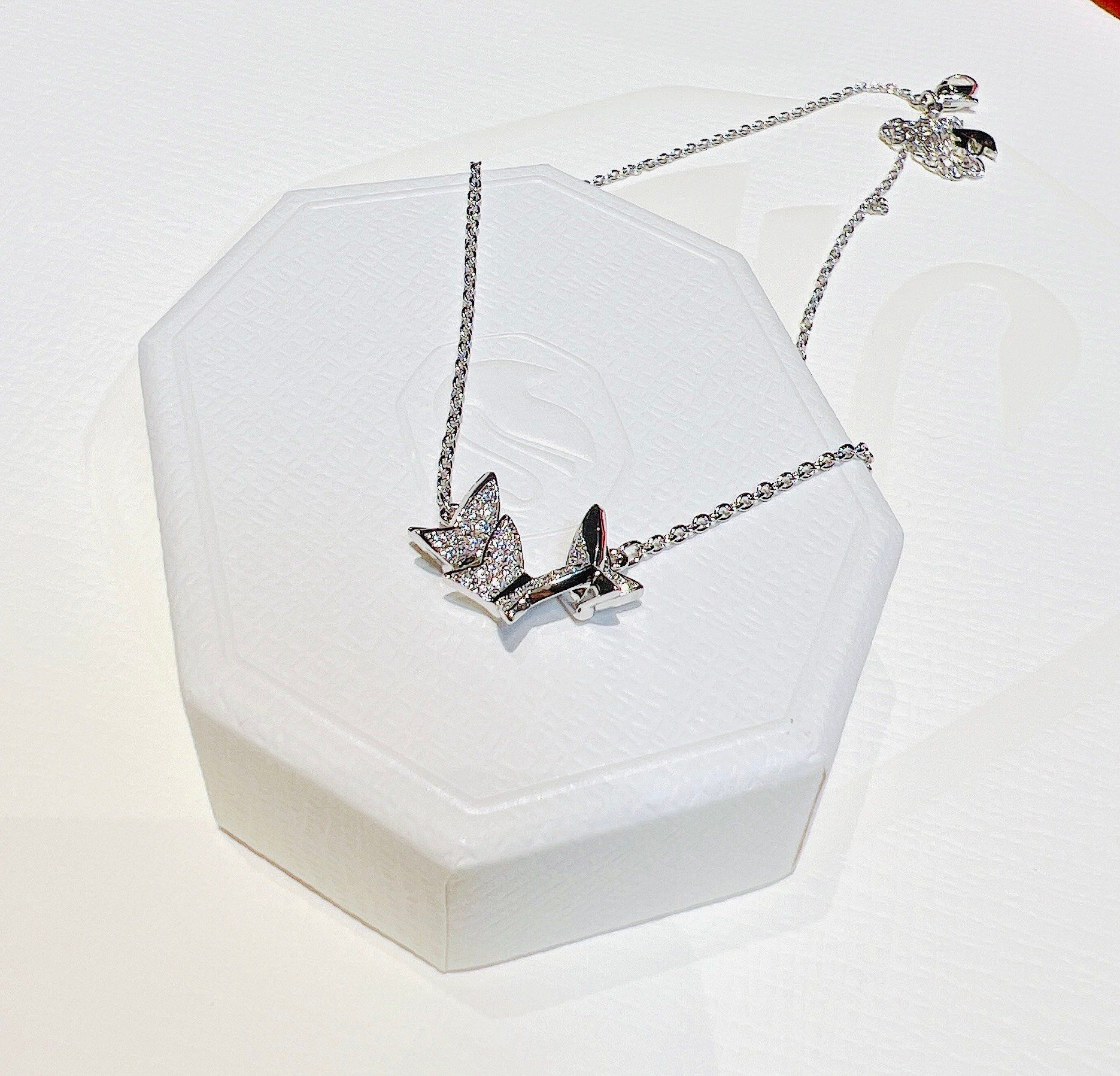 Dây Chuyền Swarovski Lilia Necklace Butterfly, White, Rhodium Plated