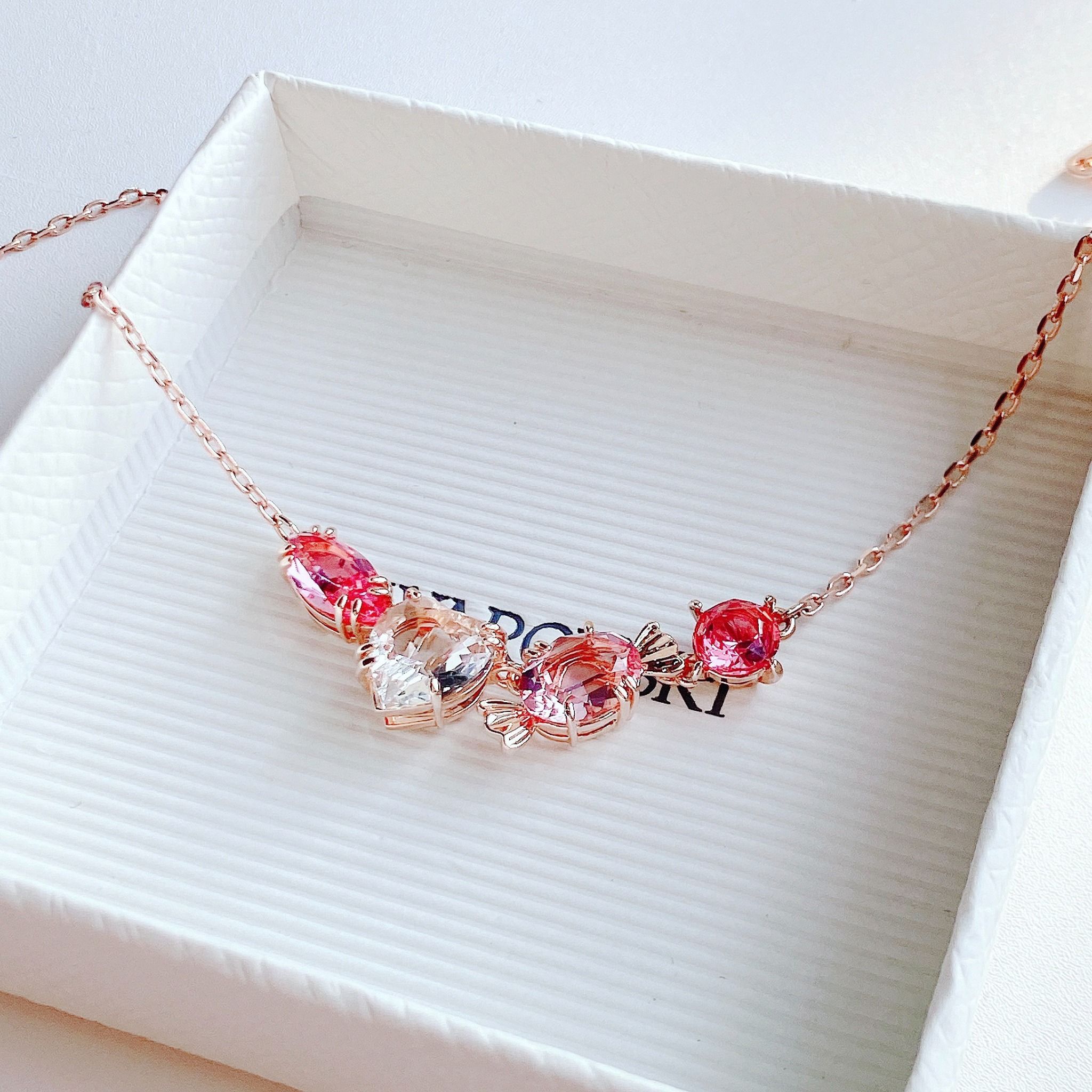 Dây chuyền Swarovski Gema kẹo ngọt - Swarovski Gema 520 pendant Candy and heart, Pink, Rose gold-tone plated