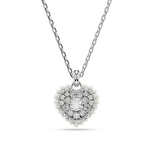 Hyperbola pendant Heart, White, Rhodium plated