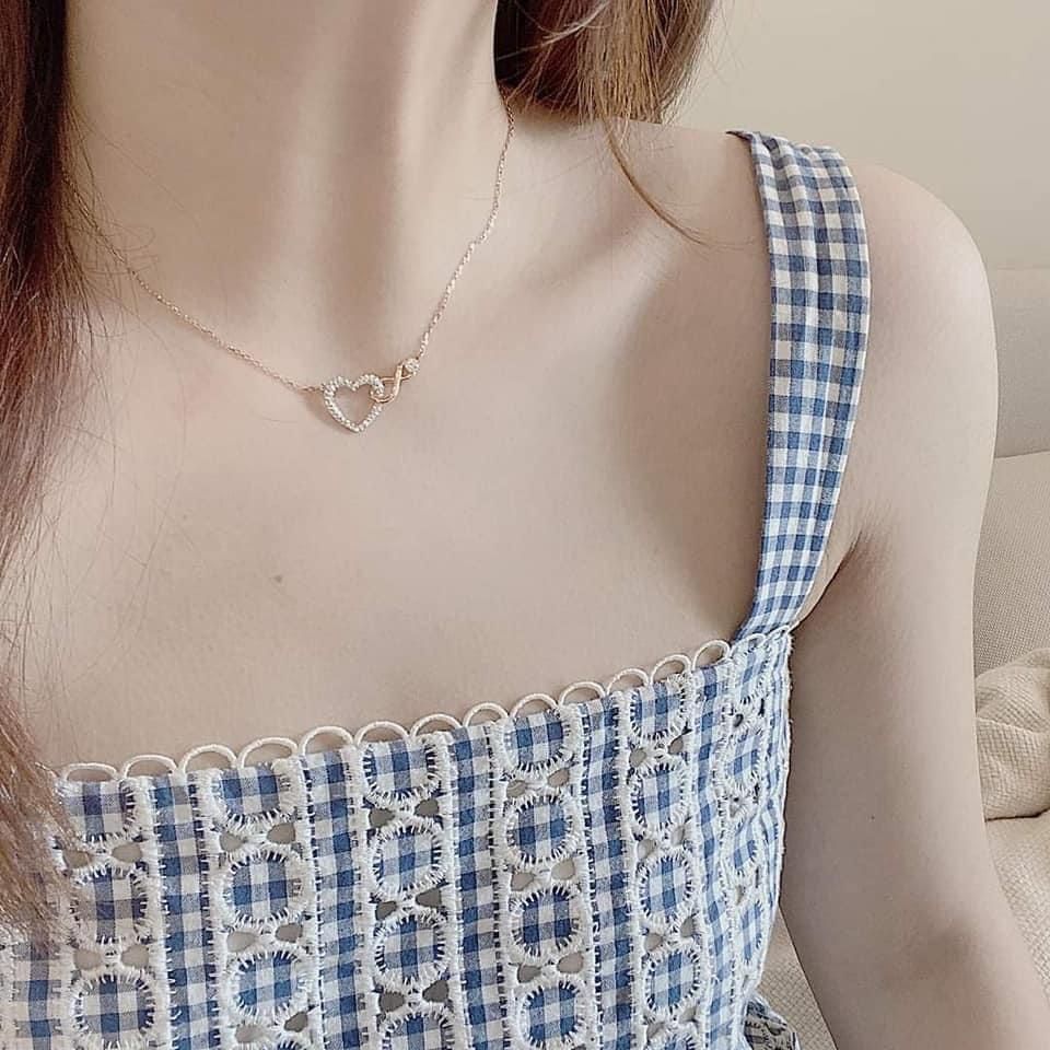 Dây chuyền Swarovski Infinity tim màu vàng hồng - Swarovski Infinity necklace Infinity and heart, White, Mixed metal finish