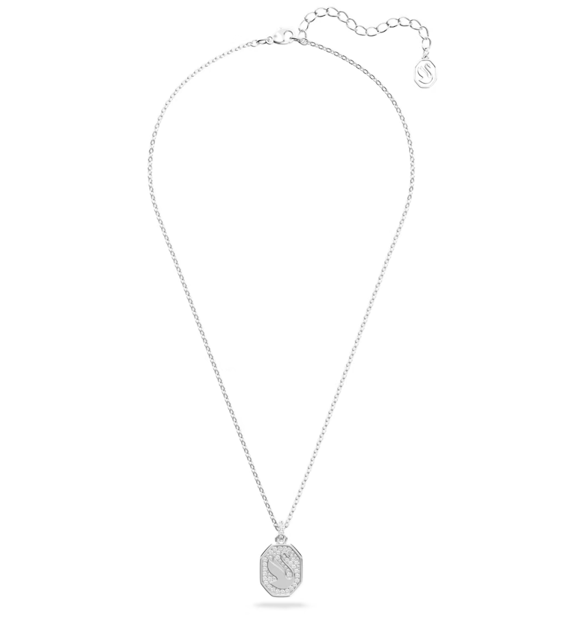 Dây chuyền thiên nga Swarovski khắc thiên nga đeo 2 mặt màu trắng- Swarovski Signum pendant White, Rhodium plated