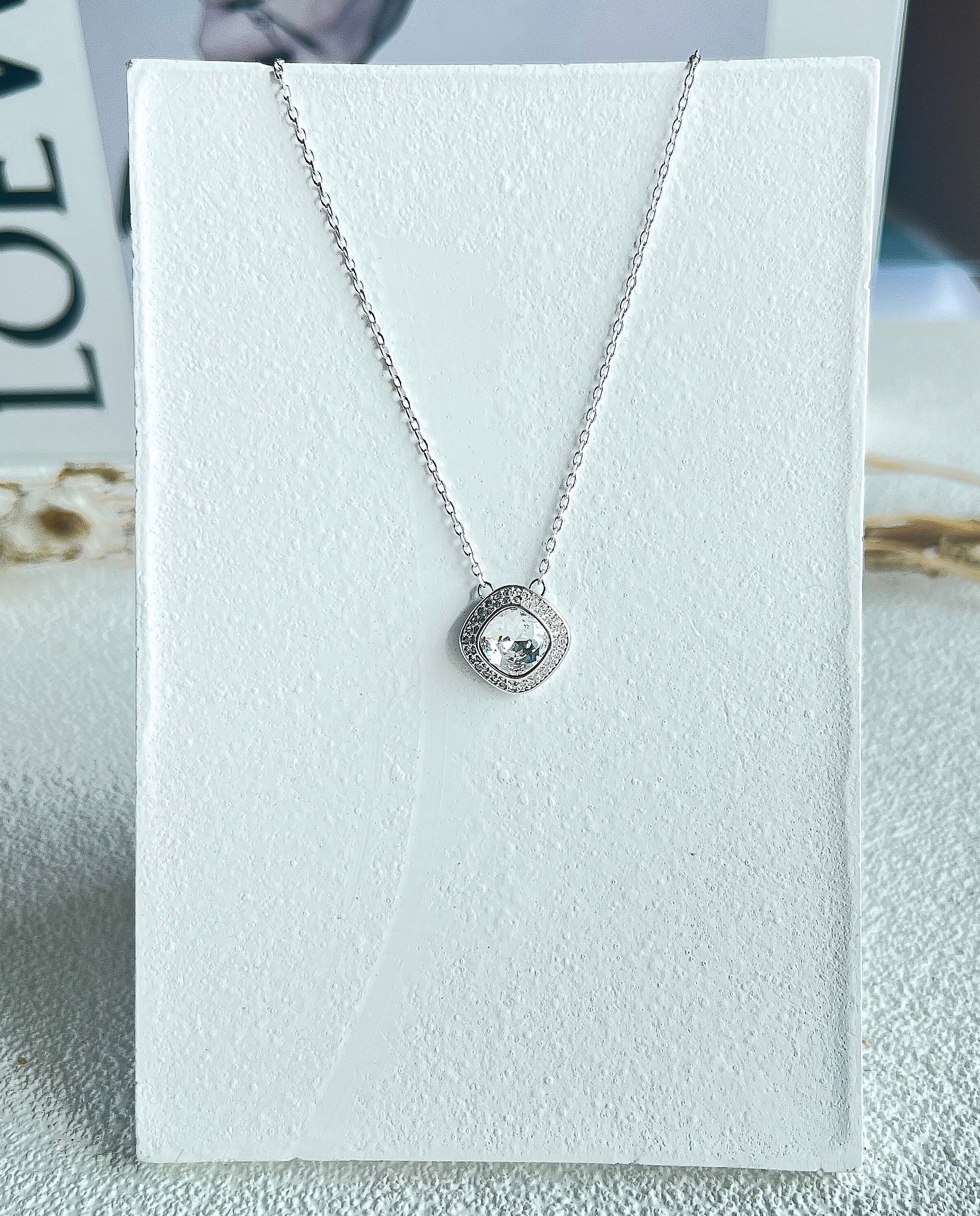 Swarovski Lattitude Pendant, White, Rhodium plating