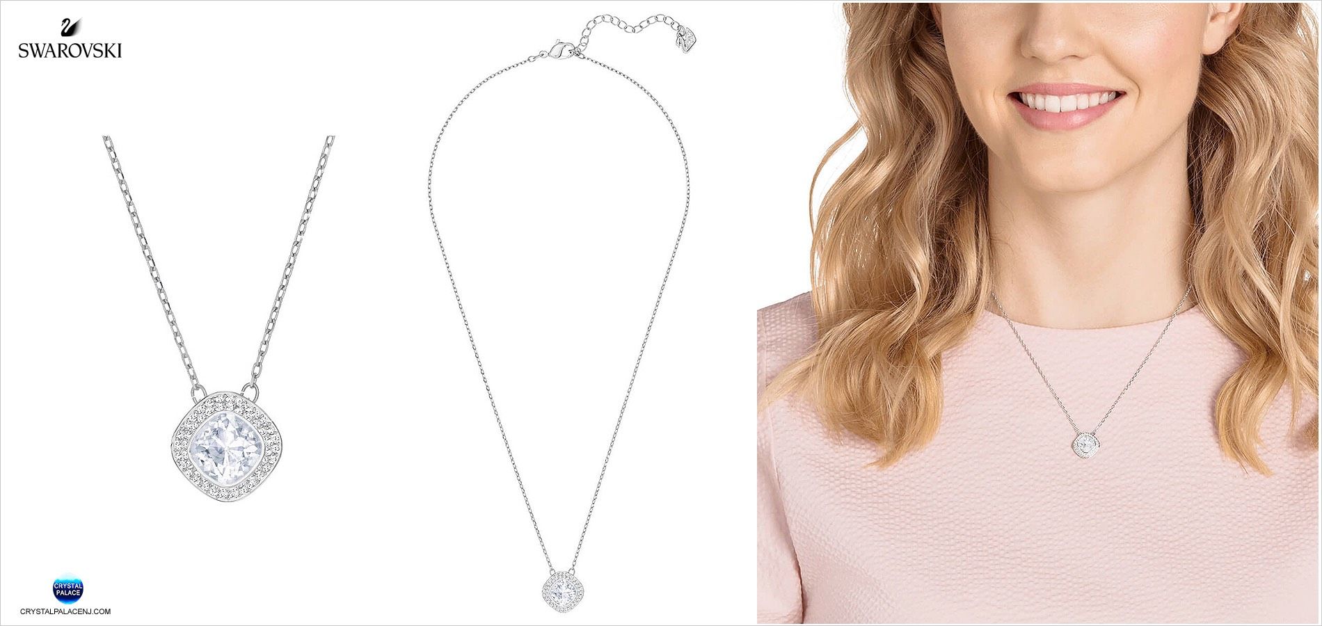 Swarovski Lattitude Pendant, White, Rhodium plating