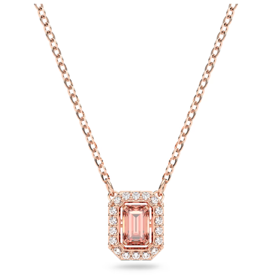 Dây chuyền Swarovski dancing Millenia hồng - Swarovski Millenia necklace Octagon cut, Pink, Rose gold-tone plated