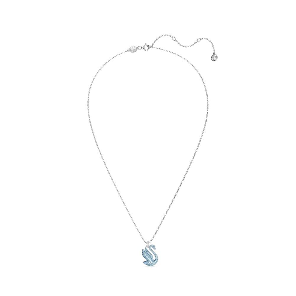 Dây chuyền thiên nga Swarovski tung cánh mẫu new màu xanh biển - Swarovski Iconic Swan pendant Swan, Medium, Blue, Rhodium plated