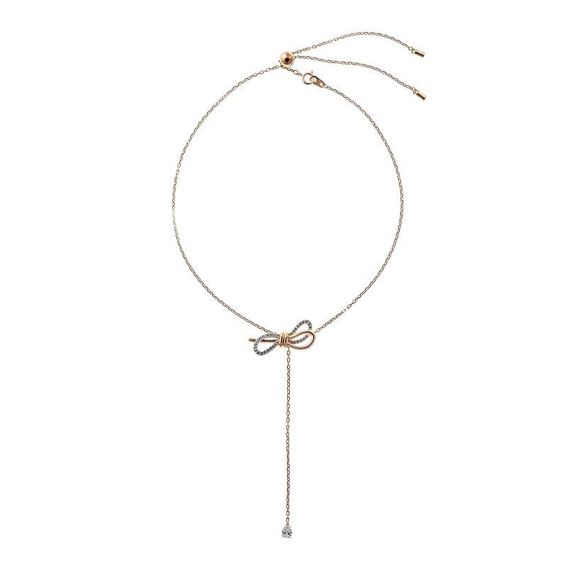 Dây chuyền Swarovski chữ Y màu vàng hồng - Swarovski Lifelong Bow necklace Bow, White, Mixed metal finish