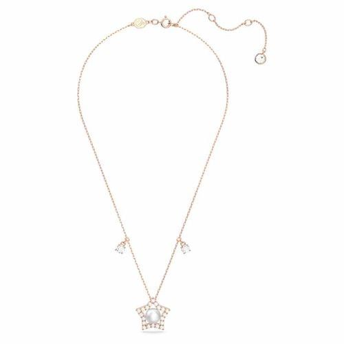 Dây chuyền Swarovski Stella màu vàng hồng - Swarovski Stella necklace Mixed cuts, Star, White, Rose gold-tone plated