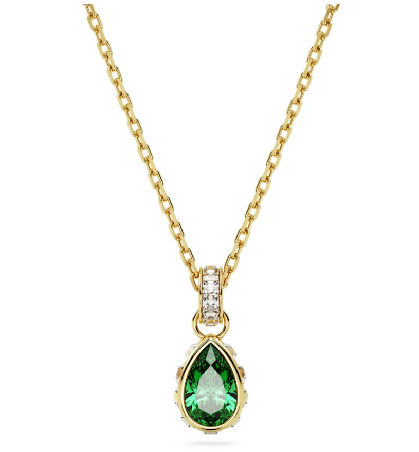Stilla pendant Pear cut, Green, Gold-tone plated