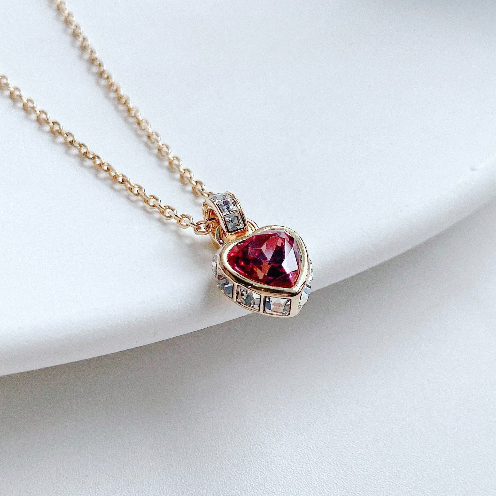 Dây chuyền Swarovski Stilla tim đỏ - Swarovski Stilla pendant Heart, Red, Gold-tone plated