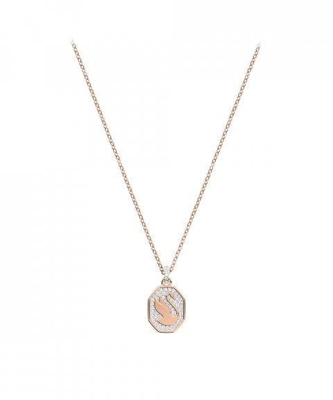 Dây chuyền thiên nga Swarovski khắc thiên nga đeo 2 mặt màu vàng hồng - Swarovski Signum pendant Swan, White, Rose gold-tone plated