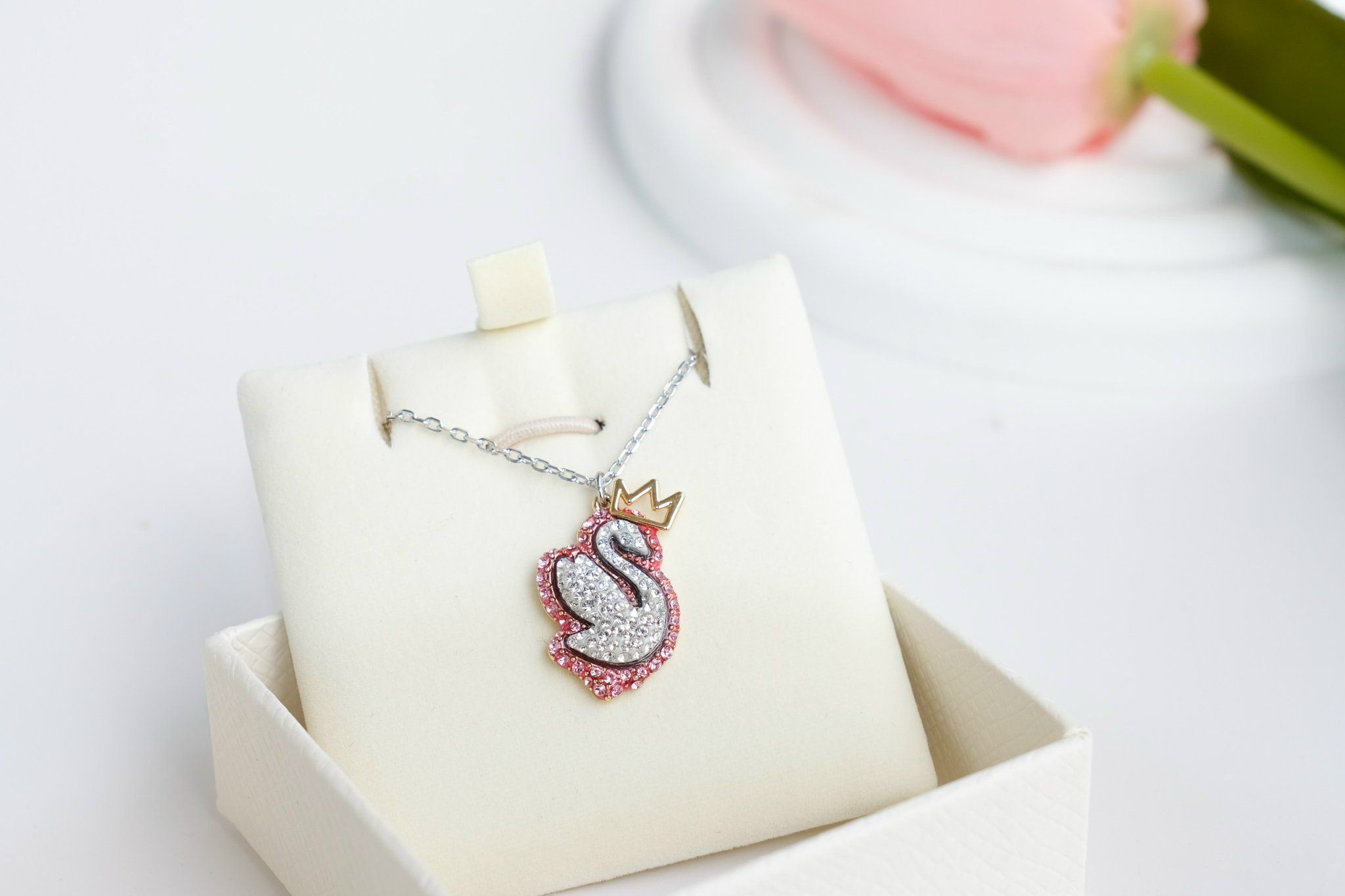 Dây chuyền Swarovski Pop Swan hồng - Swarovski Swan pendant Swan, Pink, Rhodium plated