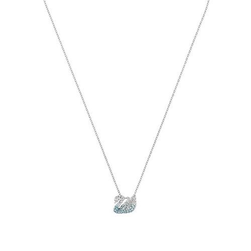 Dây chuyền thiên nga ombre xanh Swarovski size bé - Swarovski Iconic Swan pendant, Small, Blue, Rhodium plated