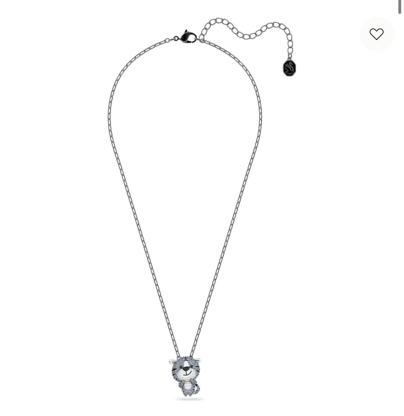 Zodiac Tiger pendant Tiger, Gray, Ruthenium plated