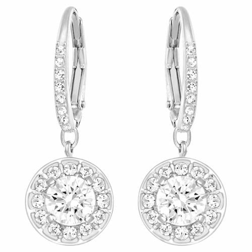 Khuyên tai Swarovski Angelic dáng rơi - Swarovski Angelic drop earrings Round cut, White, Rhodium plated