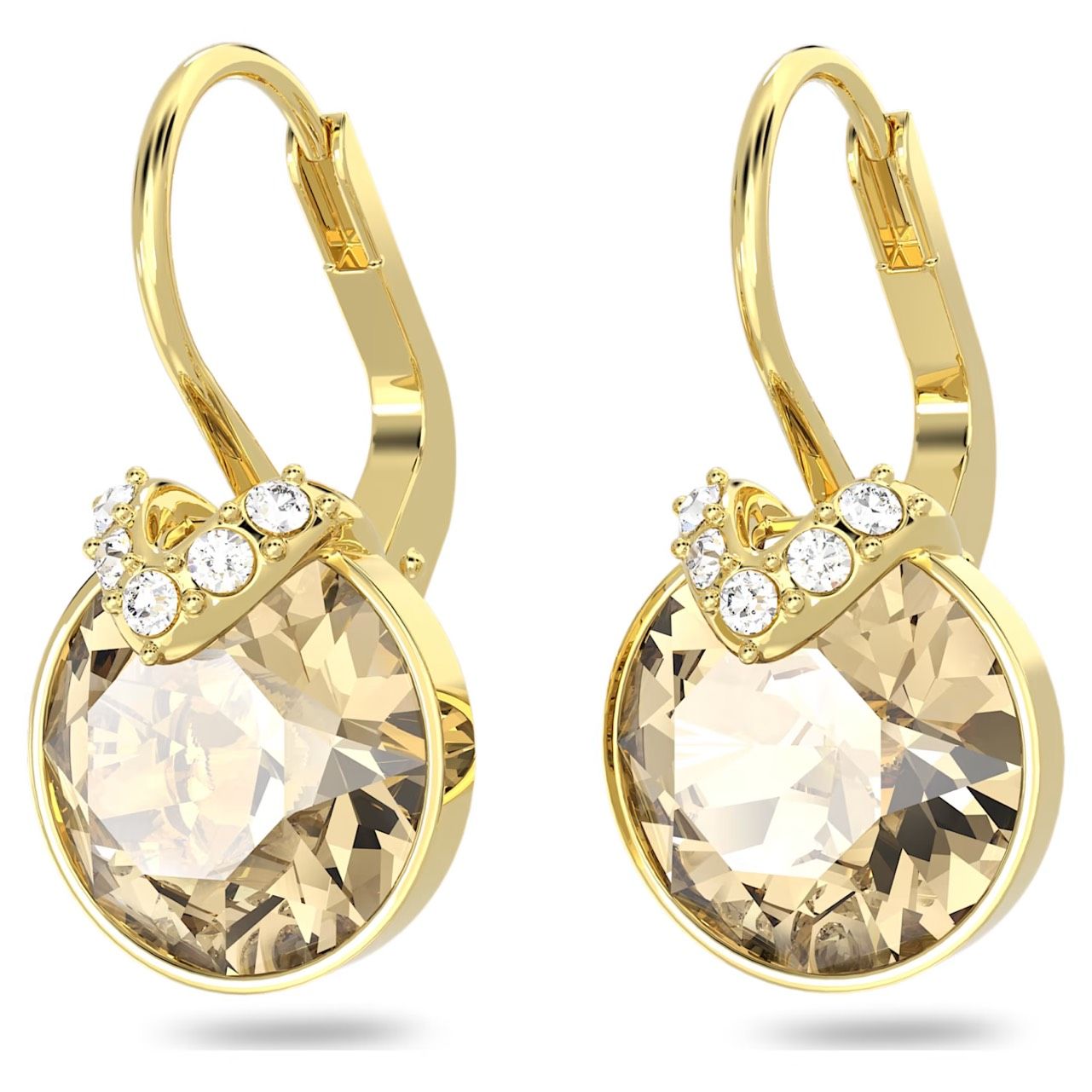 Khuyên Swarovski Bella V màu vàng (mẫu mới) - Swarovski Bella V drop earrings Round cut, Gold tone, Gold-tone plated