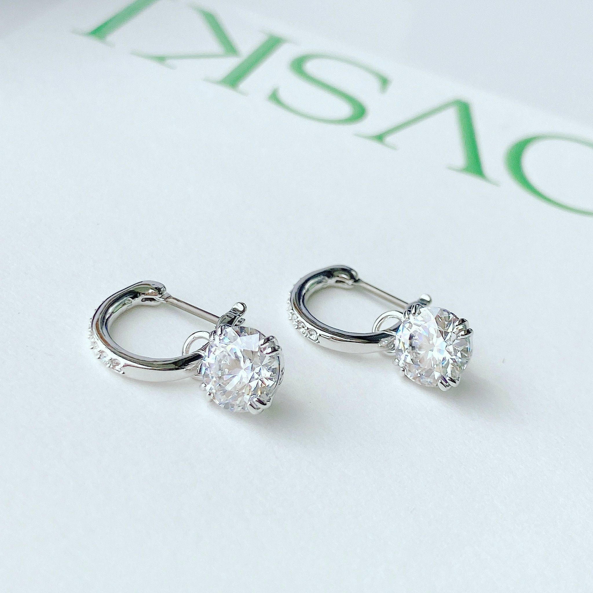 Khuyên tai Swarovski Constella rơi đeo 2 kiểu - Swarovski Constella drop earrings Round cut
