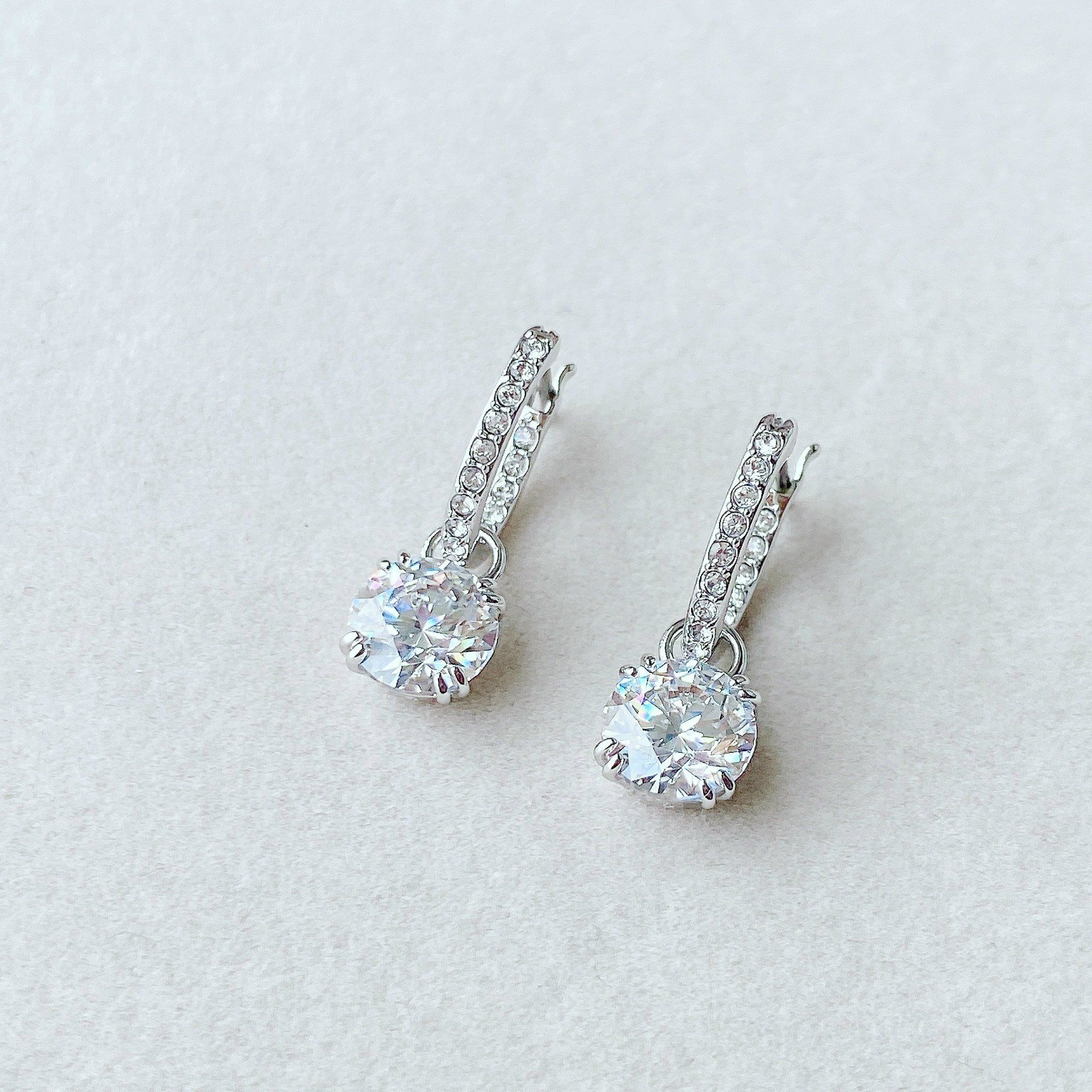 Khuyên tai Swarovski Constella rơi đeo 2 kiểu - Swarovski Constella drop earrings Round cut