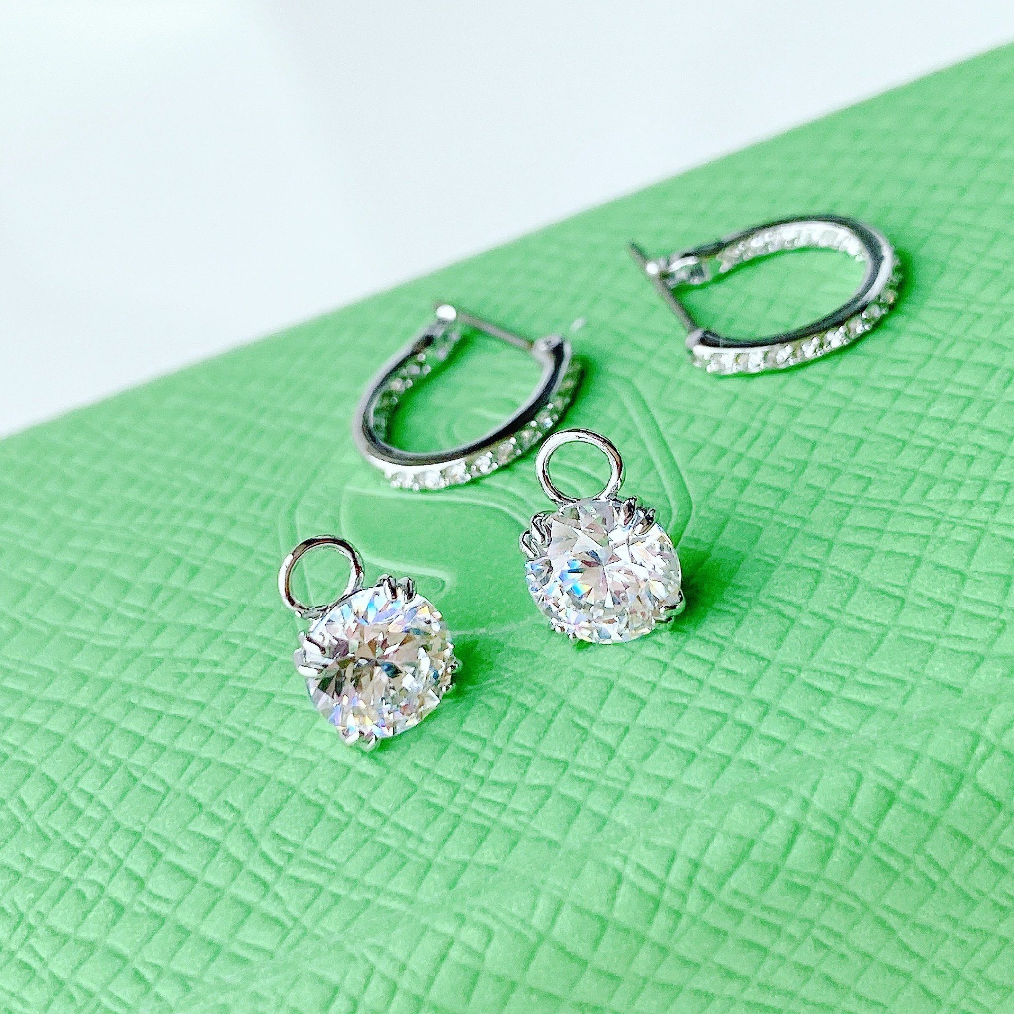 Khuyên tai Swarovski Constella rơi đeo 2 kiểu - Swarovski Constella drop earrings Round cut