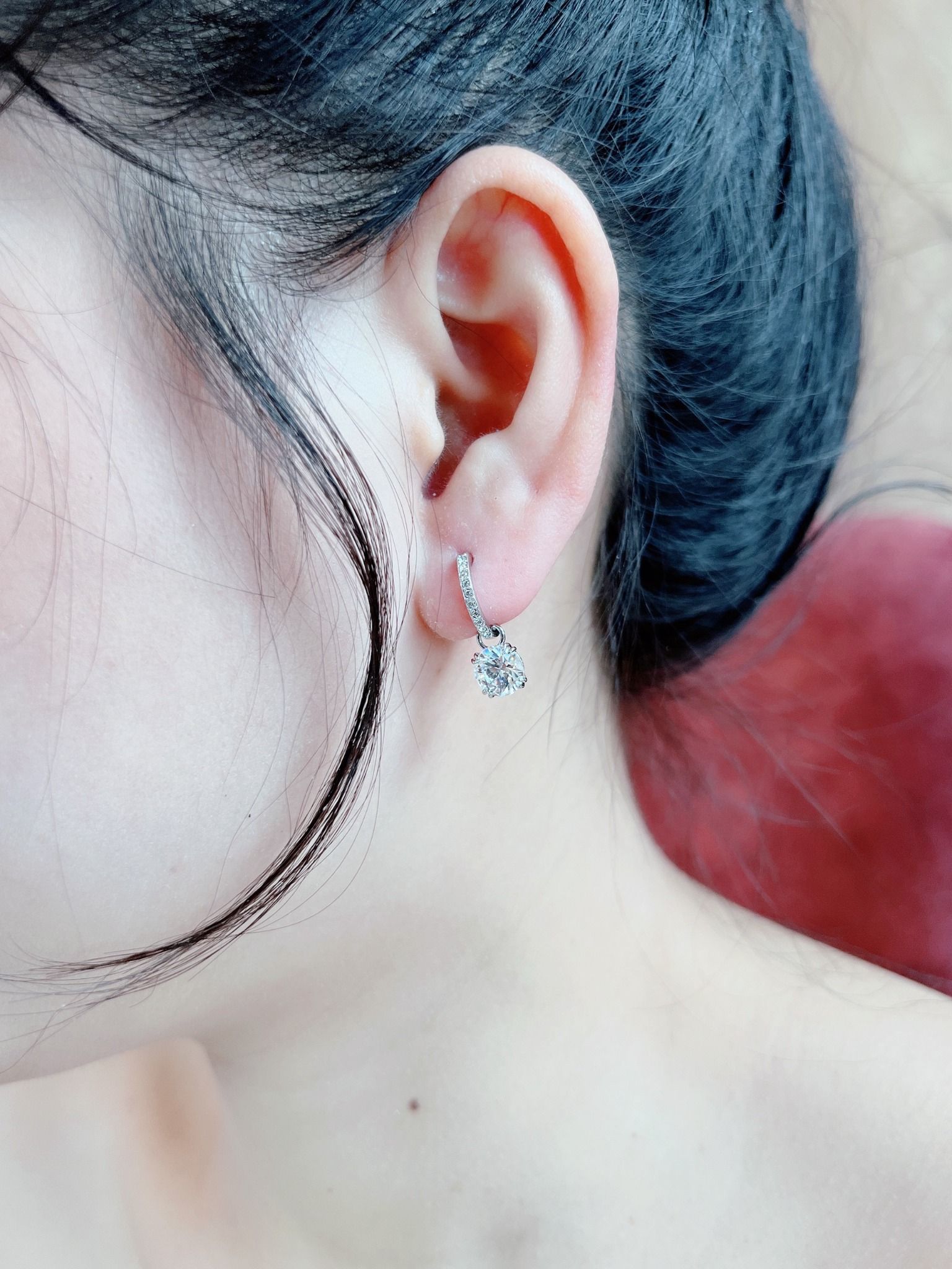 Khuyên tai Swarovski Constella rơi đeo 2 kiểu - Swarovski Constella drop earrings Round cut