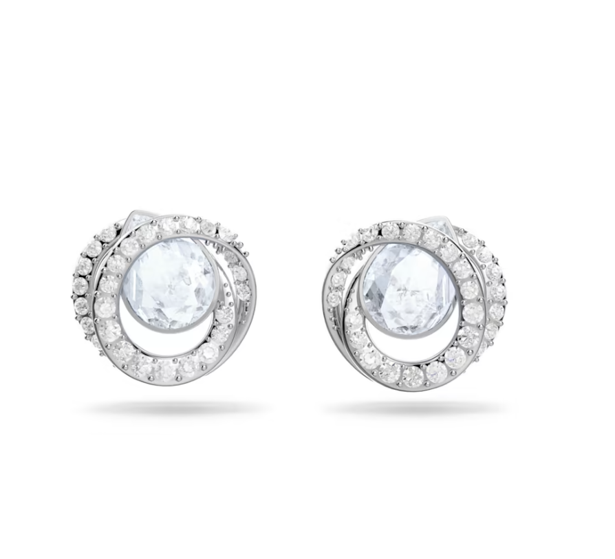 Khuyên tai Swarovski Generation pha lê xám - Swarovski Generation stud earrings Pear shape, Blue, Rhodium plated